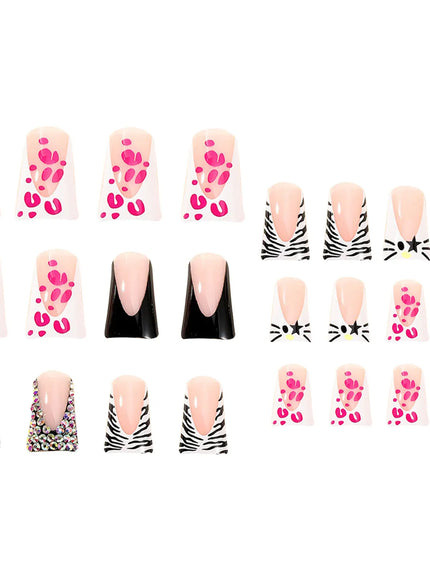 KissICON 28 / CHINA KissIcon Duckbill Pink Leopard Fake Nails Full Cover