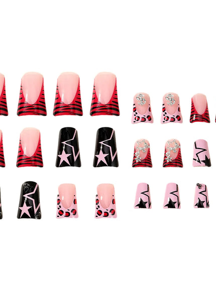 KissICON 29 / CHINA KissIcon Duckbill Pink Leopard Fake Nails Full Cover