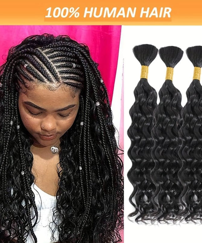 KissIcon Deep Wave Bulk Hair 50g Braiding Extensions