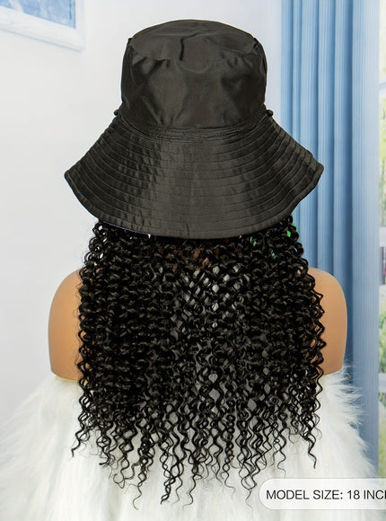 Kissicon Hat Wig Long Curly Heat