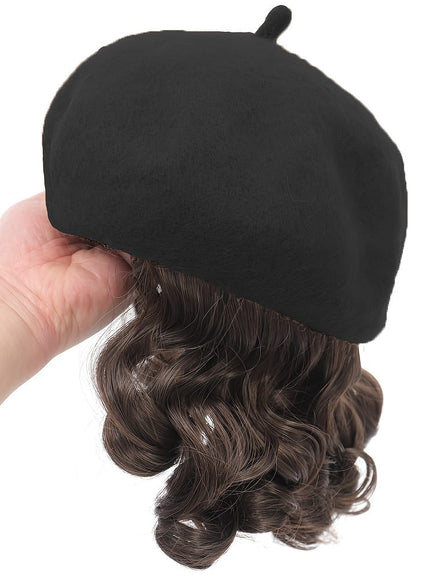 KissIcon Elegant Curly Wave Beret Wig Hat -