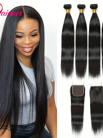 Kissicon Brazilian Straight Hair Bundles Lace Virgin Bra