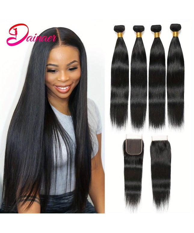 Kissicon Brazilian Straight Hair Bundles Lace Virgin Bra