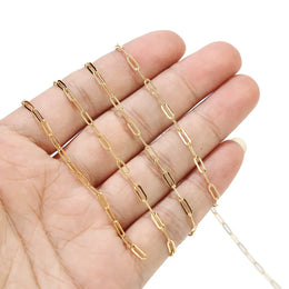 KissICON 2M Stainless Steel Gold Long Oval Link Chain 2.5mm width Gold Cable Chains for DIY Necklace Bracelet Anklet Making 2 types