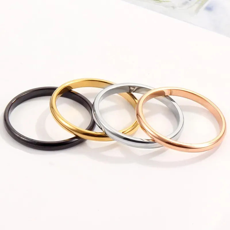 KissICON 2mm Thin Stackable Ring Stainless Steel Plain Band Knuckle Midi Ring for Women Girl Size 3-12