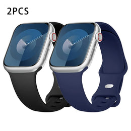 KissICON 2PCS Black-navy blue / China Mainland / 44mm 45 46 49mm M-L Silicone Strap For Apple Watch Bands 40mm 44mm 46mm 45mm 41mm 49mm 42 Correa Bracelet iWatch series ultra3 2 7 8 9 se 10 11 band