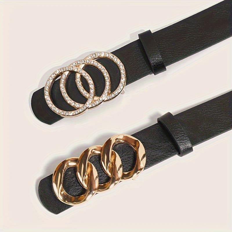 jkthpu-45 2pcs Large Size Belt Set, Fashion Rhinestone Embellished, Versatile for Dresses, Coats, Jeans, Casual to Formal, 95cm-125cm, No Feathers, Non-Textile Weave