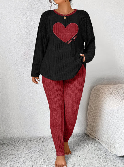jkthpu-45 2pcs Plus Size Women's Pajama Sets - Heart