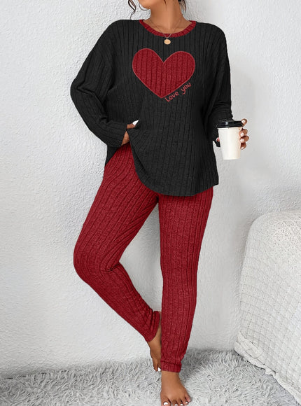 jkthpu-45 2pcs Plus Size Women's Pajama Sets - Heart