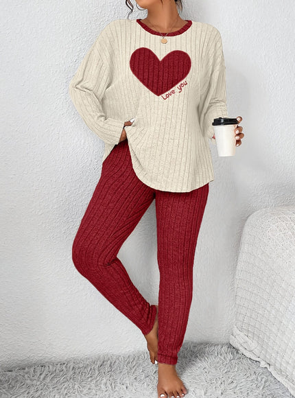 jkthpu-45 2pcs Plus Size Women's Pajama Sets - Heart