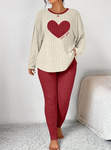 jkthpu-45 2pcs Plus Size Women's Pajama Sets - Heart