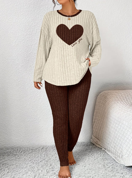jkthpu-45 2pcs Plus Size Women's Pajama Sets - Heart