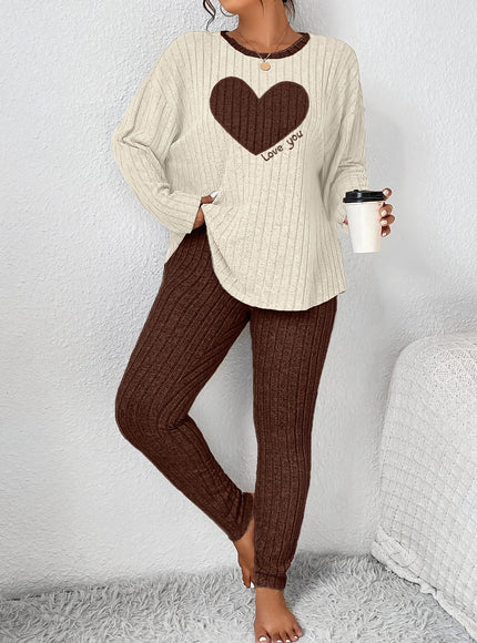 jkthpu-45 2pcs Plus Size Women's Pajama Sets - Heart