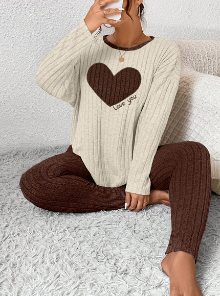 jkthpu-45 2pcs Plus Size Women's Pajama Sets - Heart
