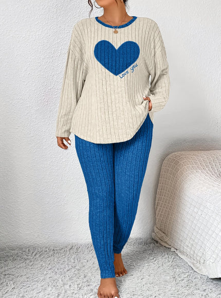 jkthpu-45 2pcs Plus Size Women's Pajama Sets - Heart