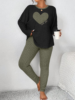 jkthpu-45 2pcs Plus Size Women's Pajama Sets - Heart