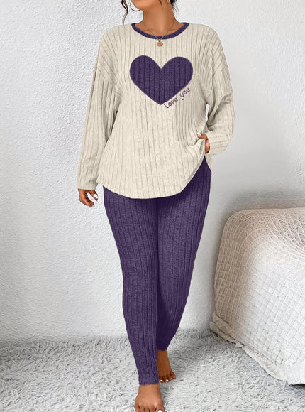 jkthpu-45 2pcs Plus Size Women's Pajama Sets - Heart