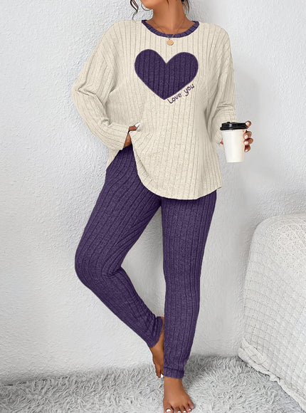 jkthpu-45 2pcs Plus Size Women's Pajama Sets - Heart