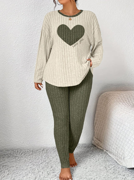 jkthpu-45 2pcs Plus Size Women's Pajama Sets - Heart