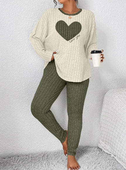 jkthpu-45 2pcs Plus Size Women's Pajama Sets - Heart