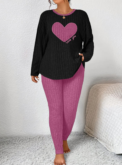 jkthpu-45 2pcs Plus Size Women's Pajama Sets - Heart