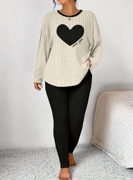 jkthpu-45 2pcs Plus Size Women's Pajama Sets - Heart