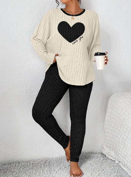 jkthpu-45 2pcs Plus Size Women's Pajama Sets - Heart