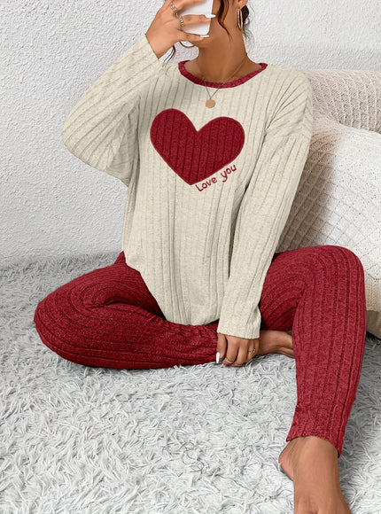 jkthpu-45 2pcs Plus Size Women's Pajama Sets - Heart