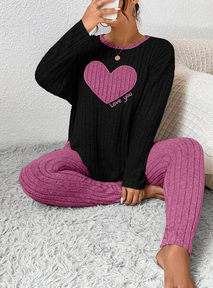 jkthpu-45 2pcs Plus Size Women's Pajama Sets - Heart