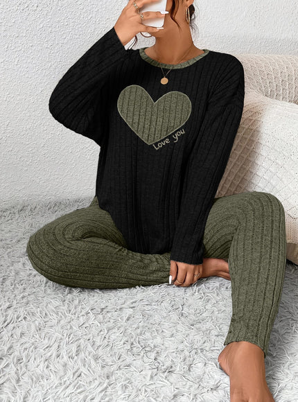 jkthpu-45 2pcs Plus Size Women's Pajama Sets - Heart