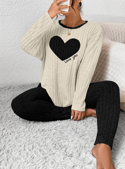 jkthpu-45 2pcs Plus Size Women's Pajama Sets - Heart