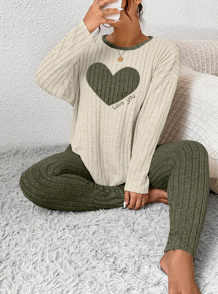 jkthpu-45 2pcs Plus Size Women's Pajama Sets - Heart