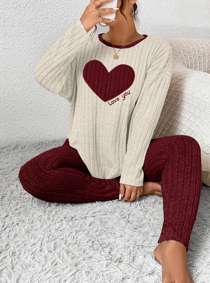 jkthpu-45 2pcs Plus Size Women's Pajama Sets - Heart