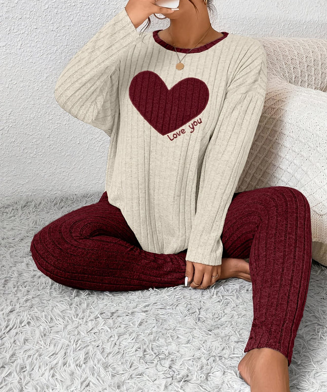 jkthpu-45 2pcs Plus Size Women's Pajama Sets - Heart
