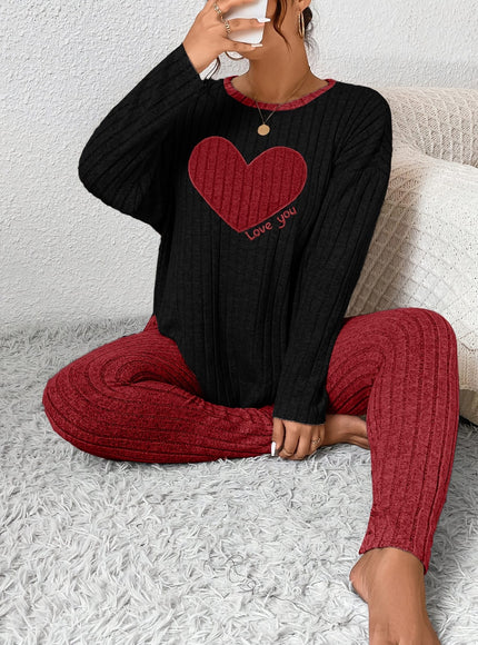 jkthpu-45 2pcs Plus Size Women's Pajama Sets - Heart