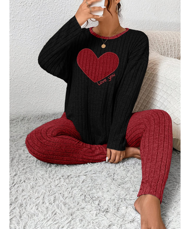 jkthpu-45 2pcs Plus Size Women's Pajama Sets - Heart