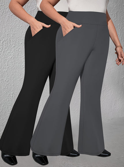 jkthpu-45 2pcs Set - Large Size High Waist Flare