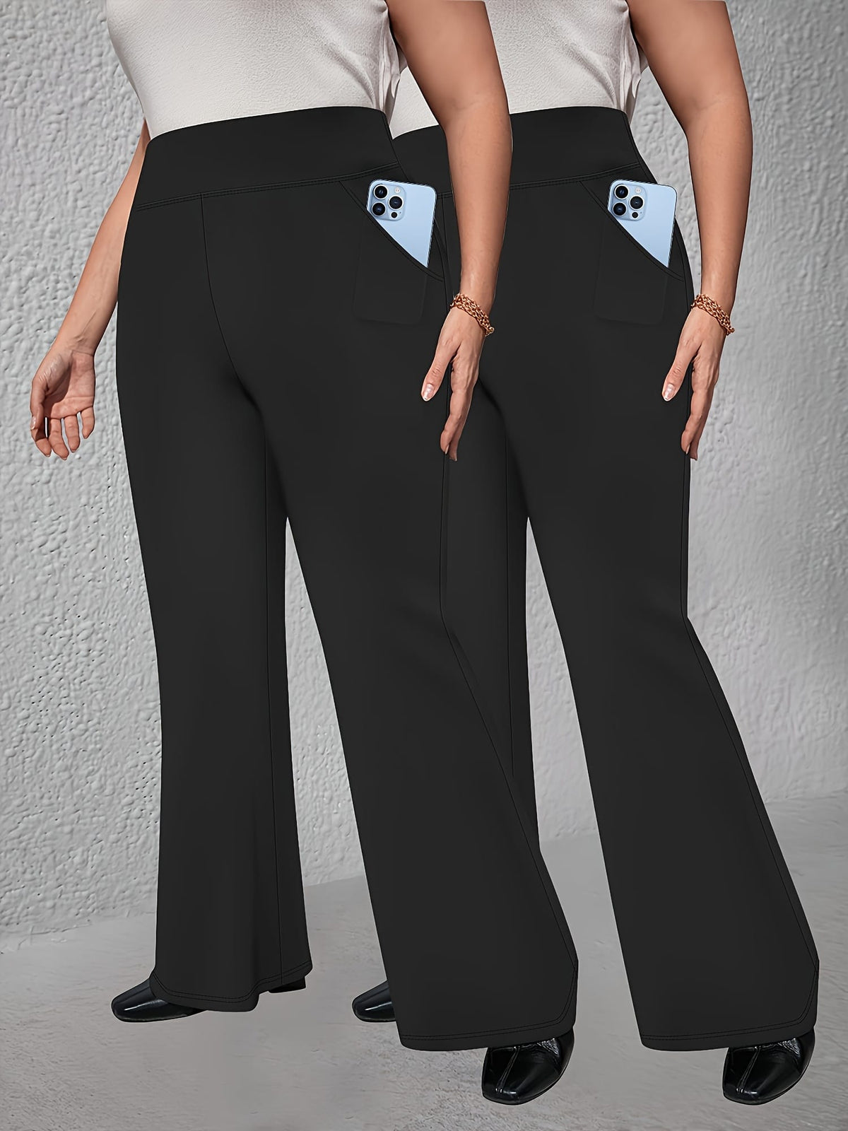 jkthpu-45 2pcs Set - Large Size High Waist Flare