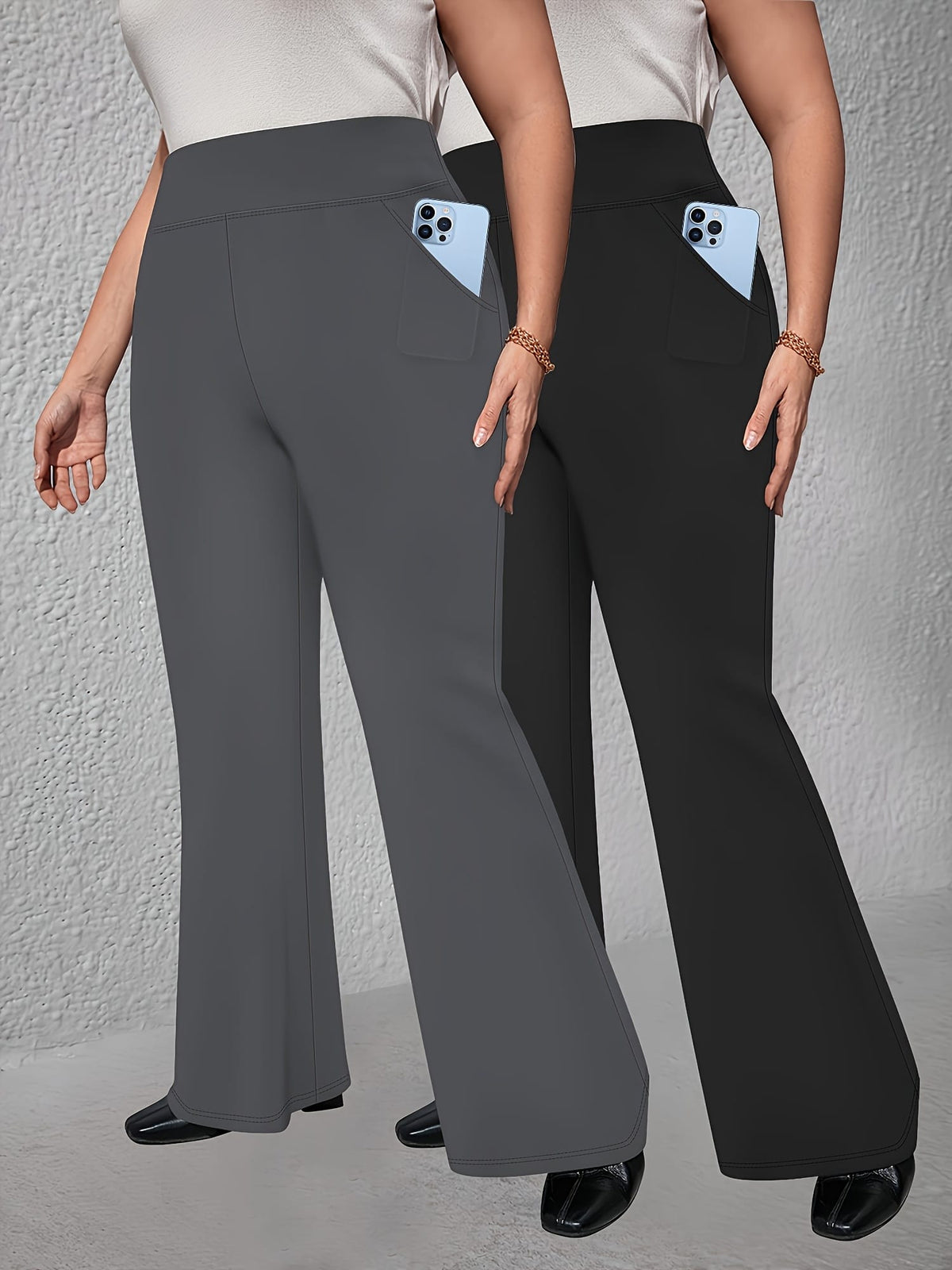jkthpu-45 2pcs Set - Large Size High Waist Flare