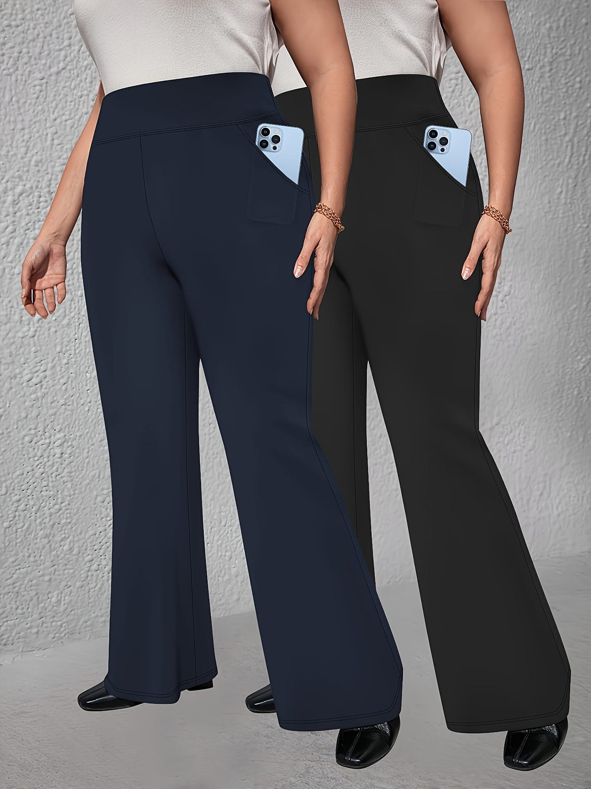 jkthpu-45 2pcs Set - Large Size High Waist Flare