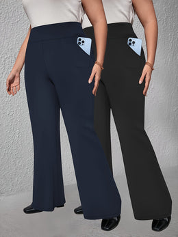 jkthpu-45 2pcs Set - Large Size High Waist Flare