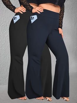 jkthpu-45 2pcs Set - Large Size High Waist Flare