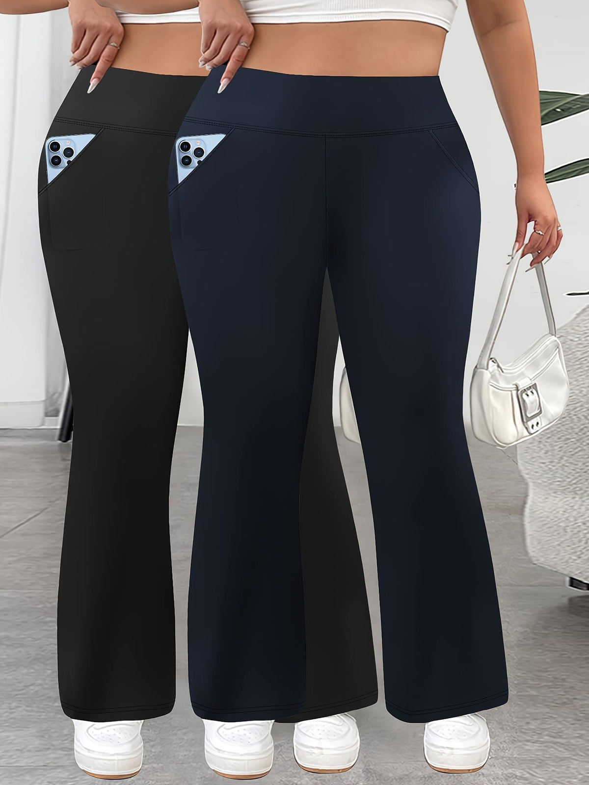 jkthpu-45 2pcs Set - Large Size High Waist Flare