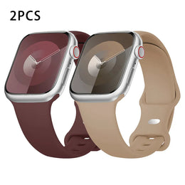 KissICON 2PCS Smoke-Milk Tea / China Mainland / 44mm 45 46 49mm M-L Silicone Strap For Apple Watch Bands 40mm 44mm 46mm 45mm 41mm 49mm 42 Correa Bracelet iWatch series ultra3 2 7 8 9 se 10 11 band