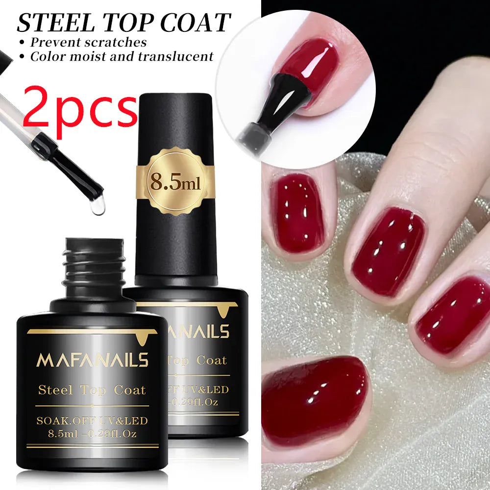 KissICON 2pcs Steel Top Coat KissIcon Gel Base Top Coat Set 8.5ml -