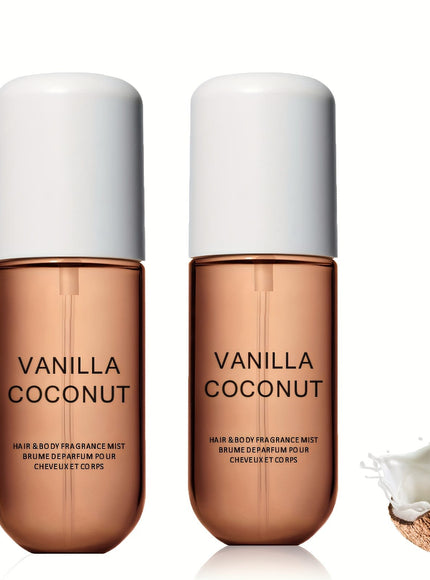 KissICON 2pcs Vanilla Coconut Fragrance Mist - Moisturizing Body Spray