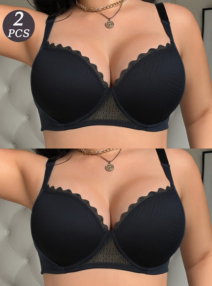 KissICON 2pcs Women's Curve Lace Bras – Underwire