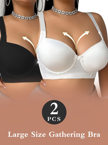 KissICON 2pcs Women's Curve Underwire Bras – Elegant Floral Lace