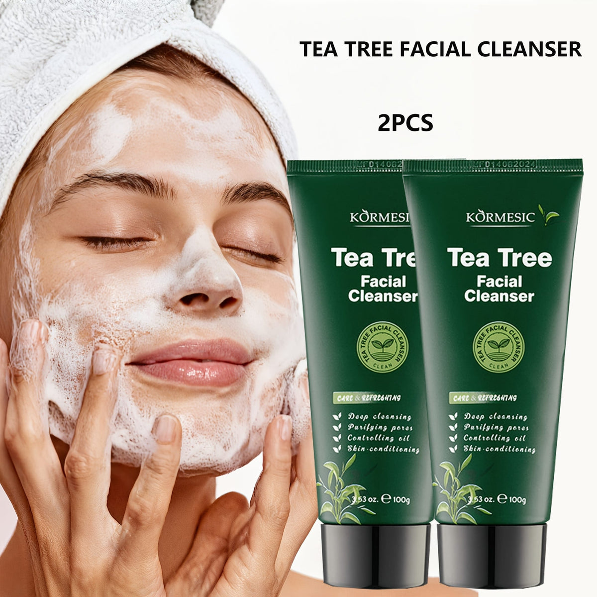 KissICON 2pcsx100g 2pcs Tea Tree Cleanser Gentle Foam