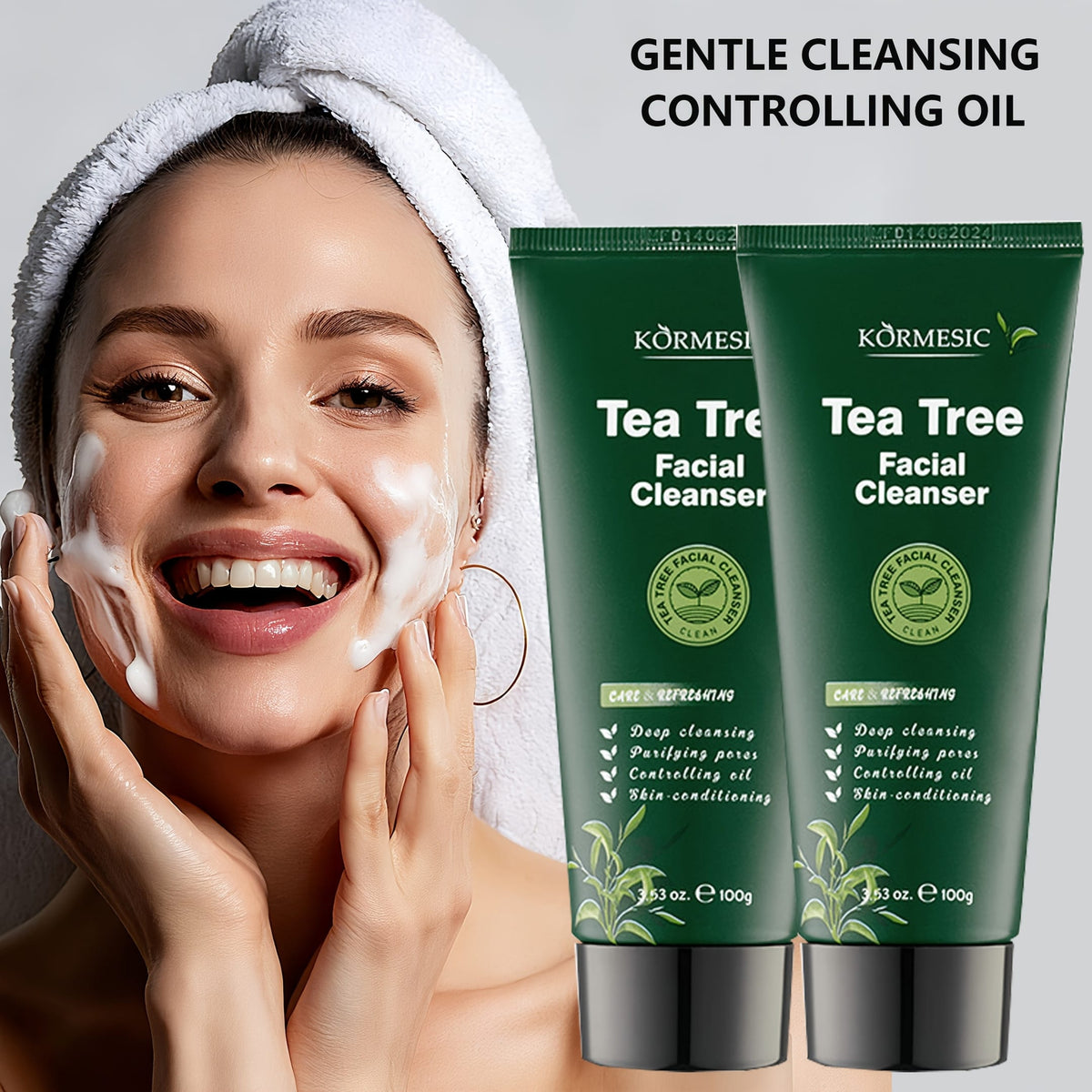 KissICON 2pcsx100g 2pcs Tea Tree Cleanser Gentle Foam
